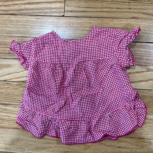 Zara red and white blouse with 4 buttons on back. 9/12M - Picture 1 of 3